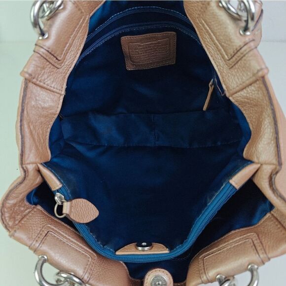 VTG COACH METALLIC GENUINE LEATHER TURN LOCK TOTE SHOULDER BAG HANDBAG PURSE - Picture 11 of 12